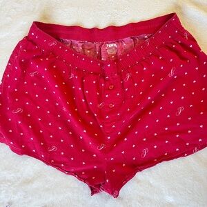 PINK Victoria's Secret Red Heart Print Pajama Shorts